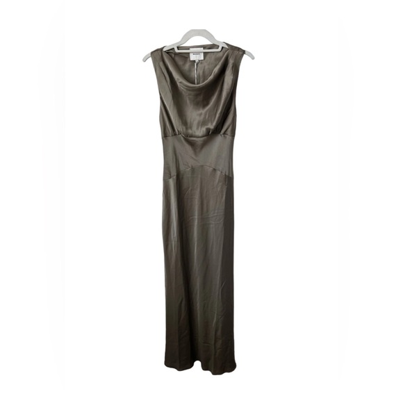 Reformation Satin Elegant Taupe  stylish dress - Picture 5 of 6